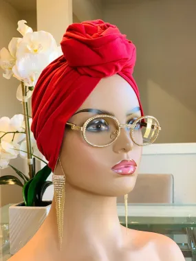 Red Flower Pretied Turban