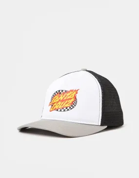 Santa Cruz Oval Check Flame Meshback Cap - White/Stone Grey