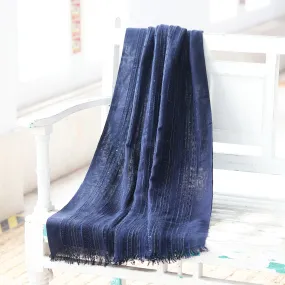 Sapphire Shimmer Embellished Viscose Blend Shawl in Indigo from India