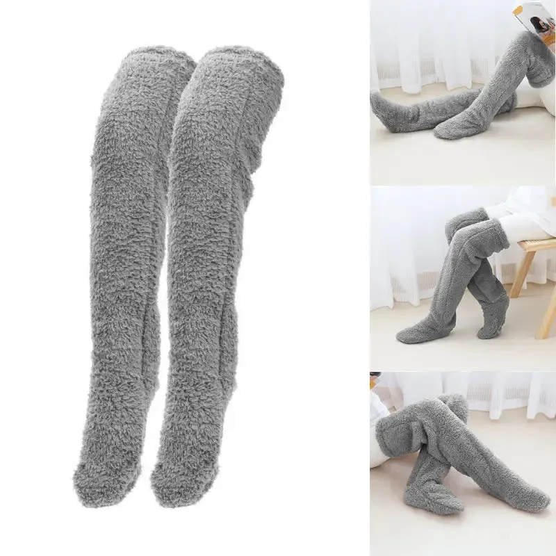 Soft Fluffy Winter Socks for Women in Deep Grey