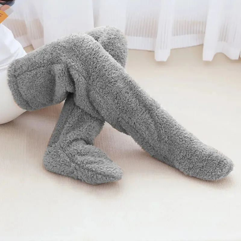 Soft Fluffy Winter Socks for Women in Deep Grey