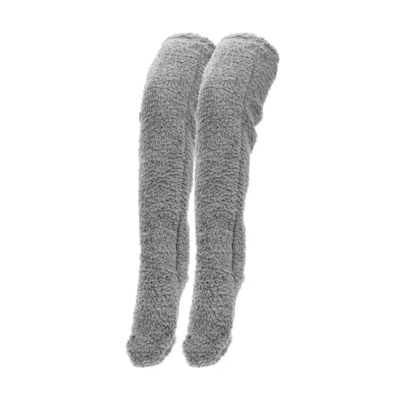 Soft Fluffy Winter Socks for Women in Deep Grey