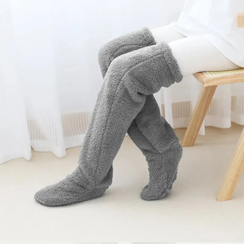 Soft Fluffy Winter Socks for Women in Deep Grey