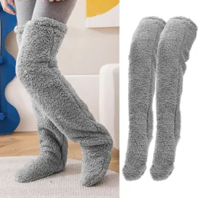 Soft Fluffy Winter Socks for Women in Deep Grey