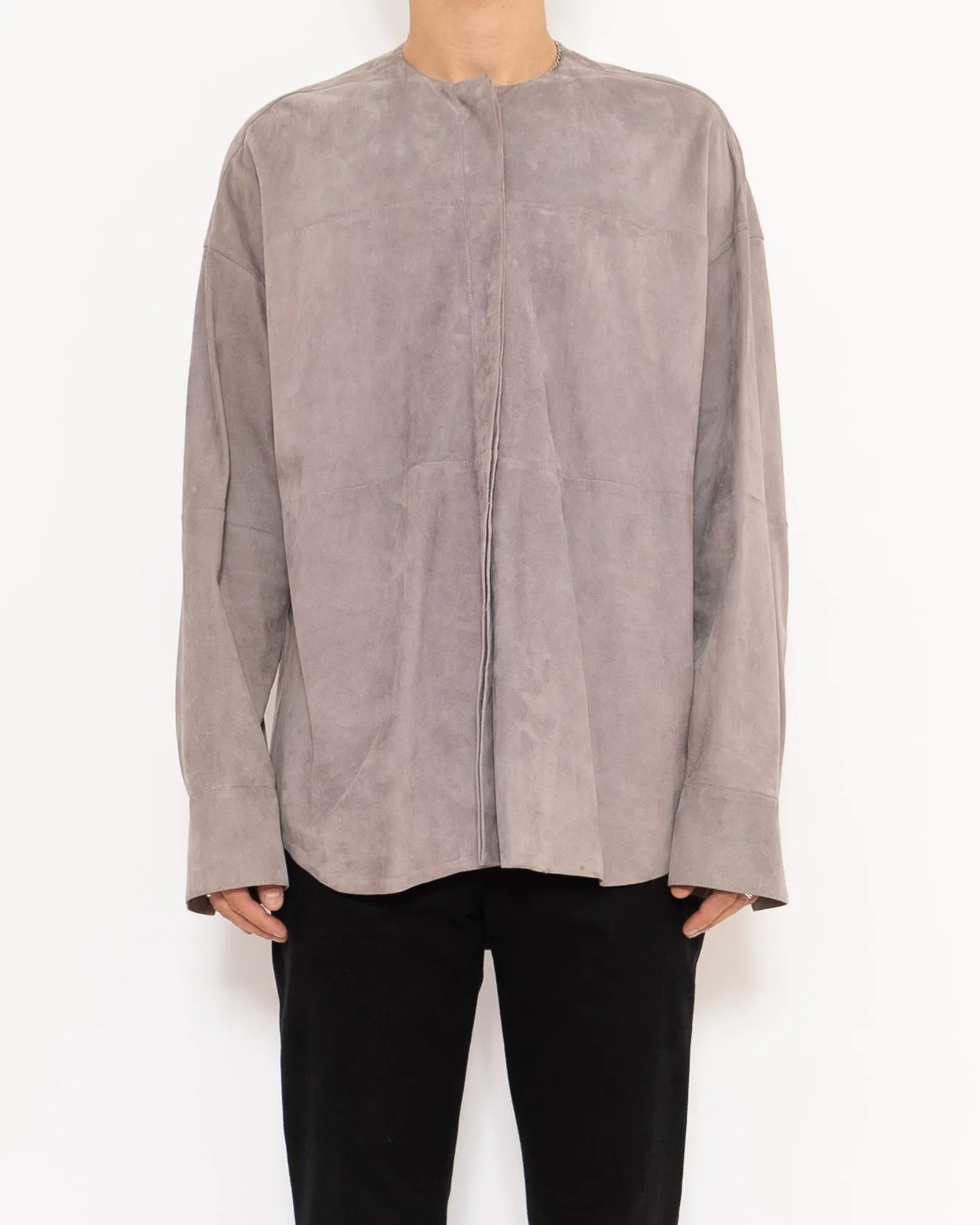 SS15 Lilac Suede Lamb Leather Shirt Sample