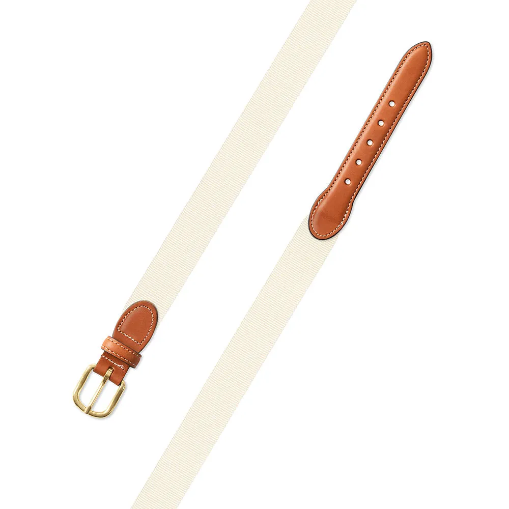 Textured Natural Belgian Surcingle Leather Tab Belt