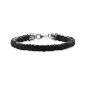 Thomas Sabo Silver & Black Leather Bracelet LB17-008-11-S