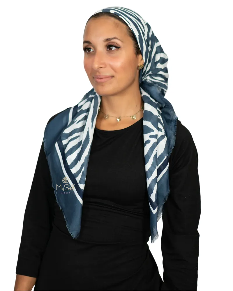 Tie Ur Knot Blue Tiger Print Square