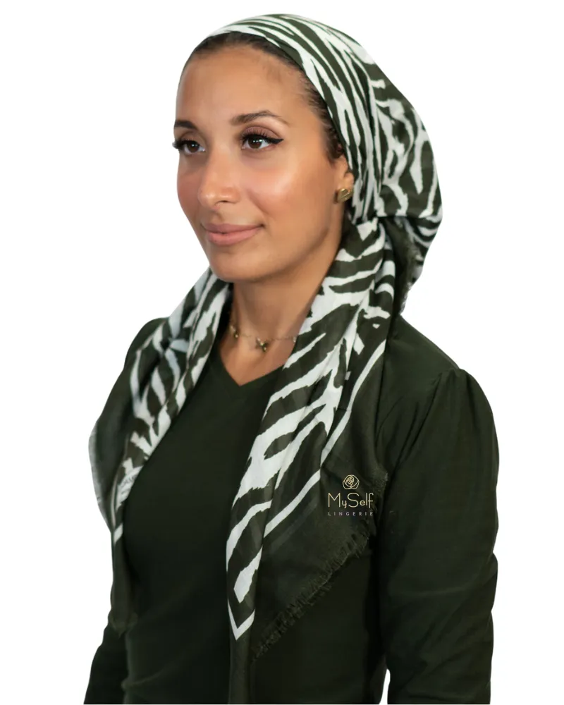 Tie Ur Knot Olive Tiger Print Square