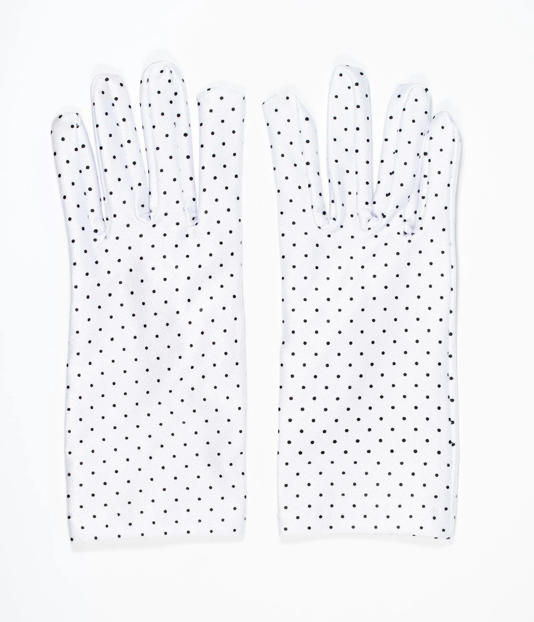 Unique Vintage White & Black Pin Dot Gloves