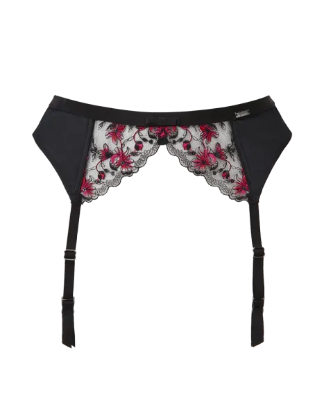 VIP Satine Suspender Belt - Black/Red -