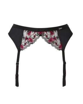 VIP Satine Suspender Belt - Black/Red -