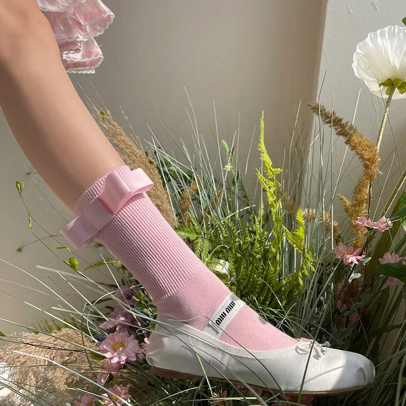 WAGUIR~Balletic Cotton Bow Short Socks