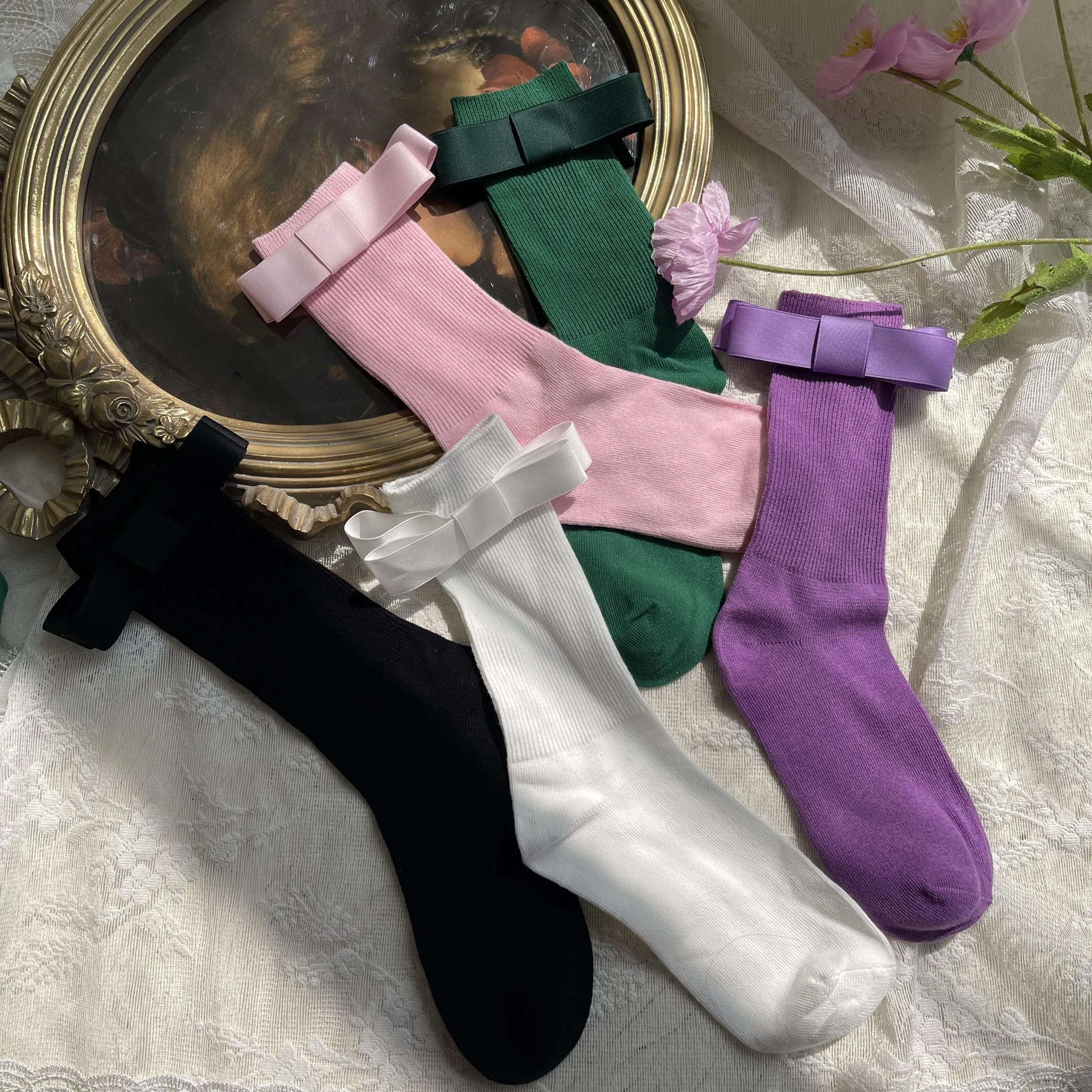 WAGUIR~Balletic Cotton Bow Short Socks