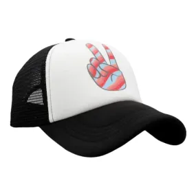 WAVEY PEACE SIGN TRUCKER HAT