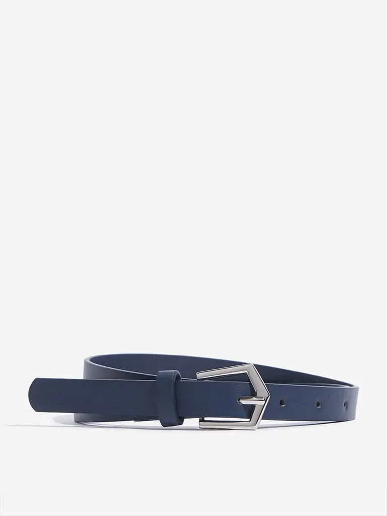 Westside Accessories Navy Crocodile Textured Belts Pack Of 2