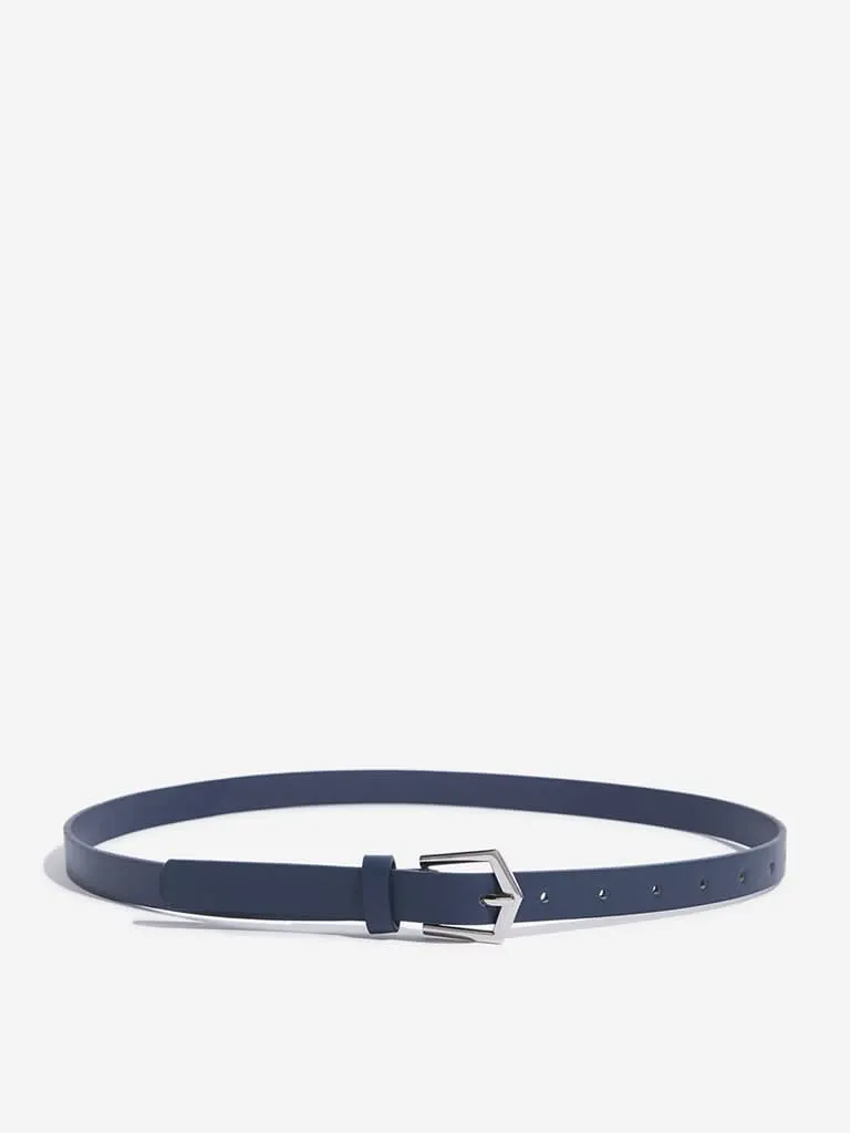 Westside Accessories Navy Crocodile Textured Belts Pack Of 2