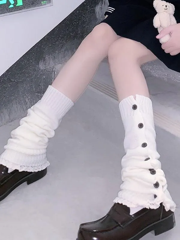 White Soft Girl Leg Warmers Jk Socks