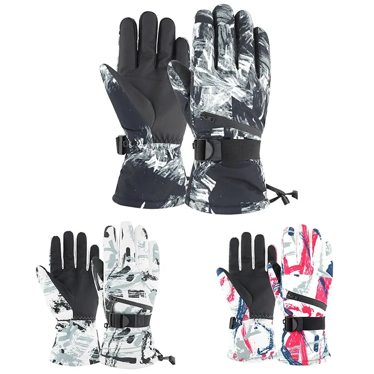 Winter Thermal Ski Gloves Outdoor Waterproof Velvet Gloves Thickening Touch Screen Motorcycle Gloves, Size: L(Black)