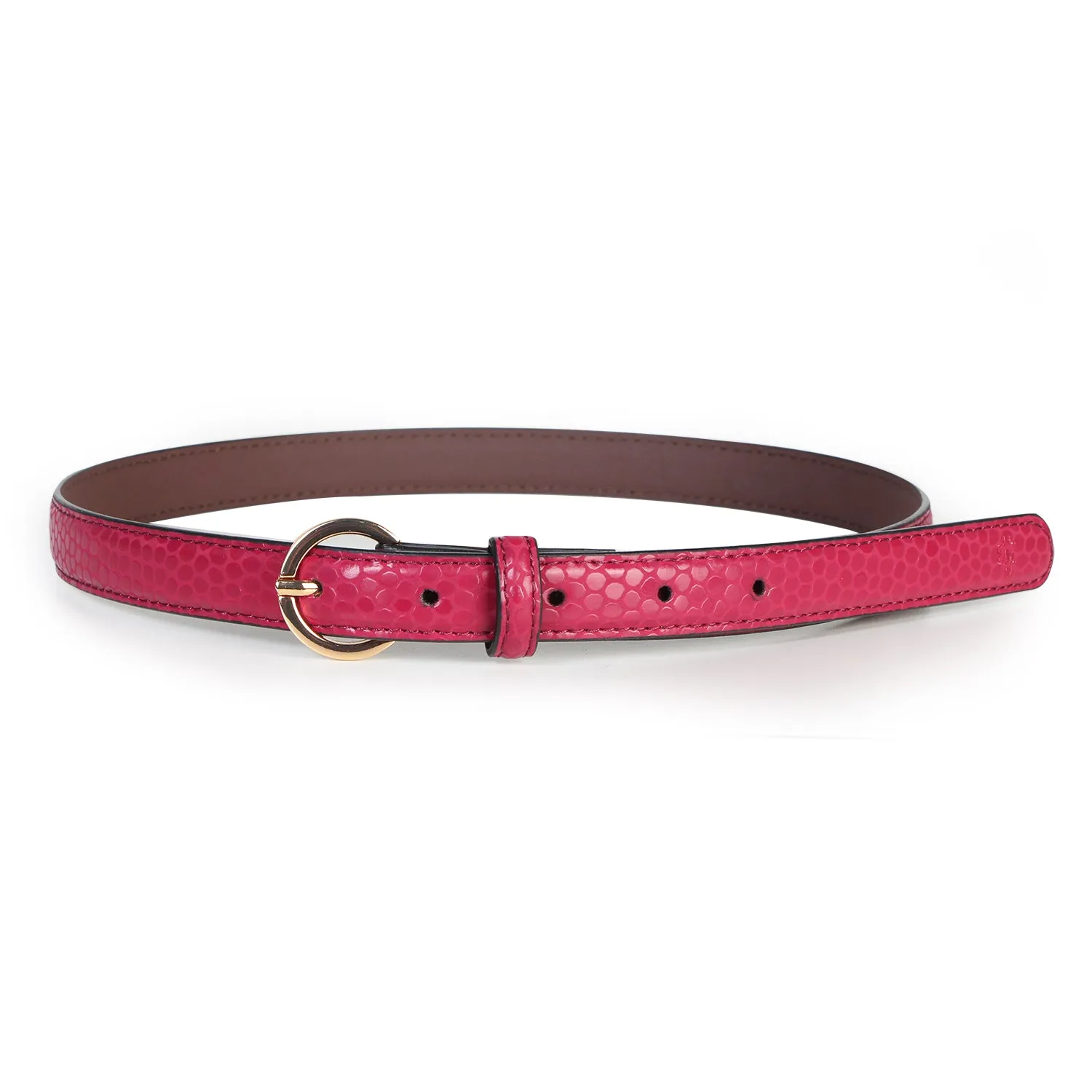 Women Reptile Textured Casual  Belt - Burgandy