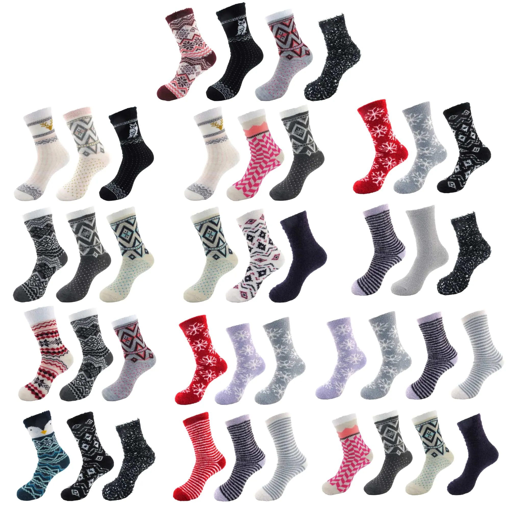 Women's Mixture of Thick Double Layer and Feather Yarn Super Soft Mid-Calf Home Socks