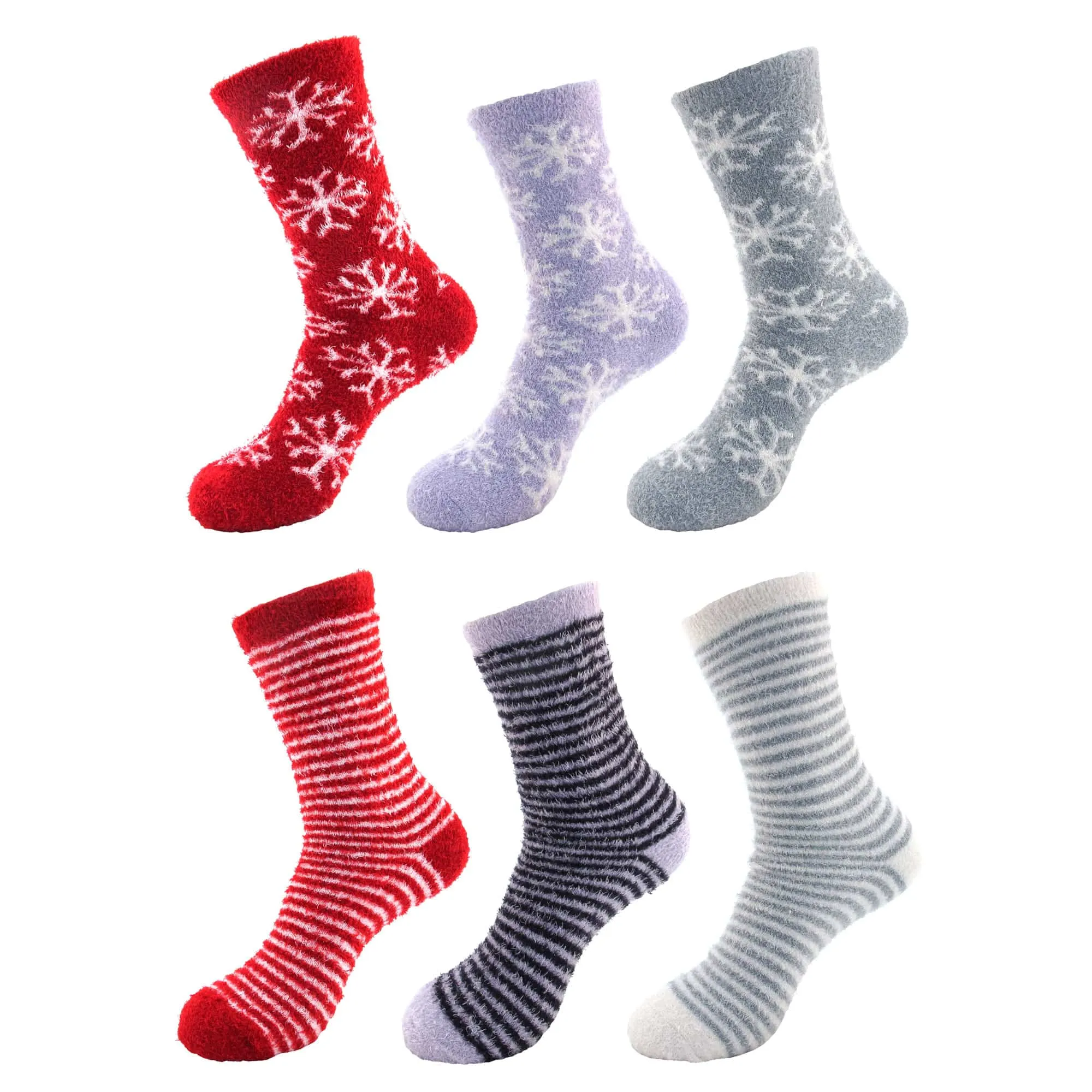 Women's Mixture of Thick Double Layer and Feather Yarn Super Soft Mid-Calf Home Socks