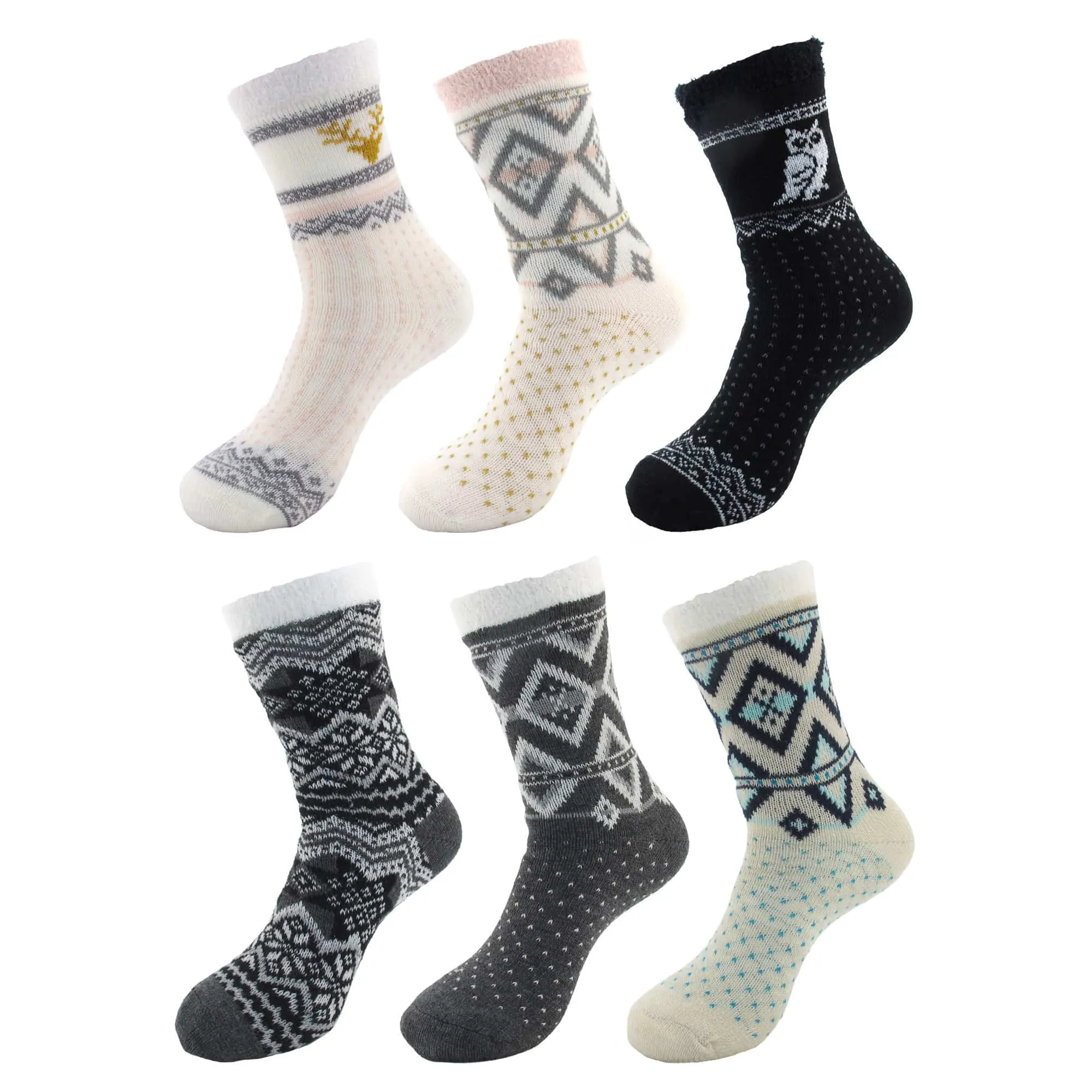 Women's Mixture of Thick Double Layer and Feather Yarn Super Soft Mid-Calf Home Socks