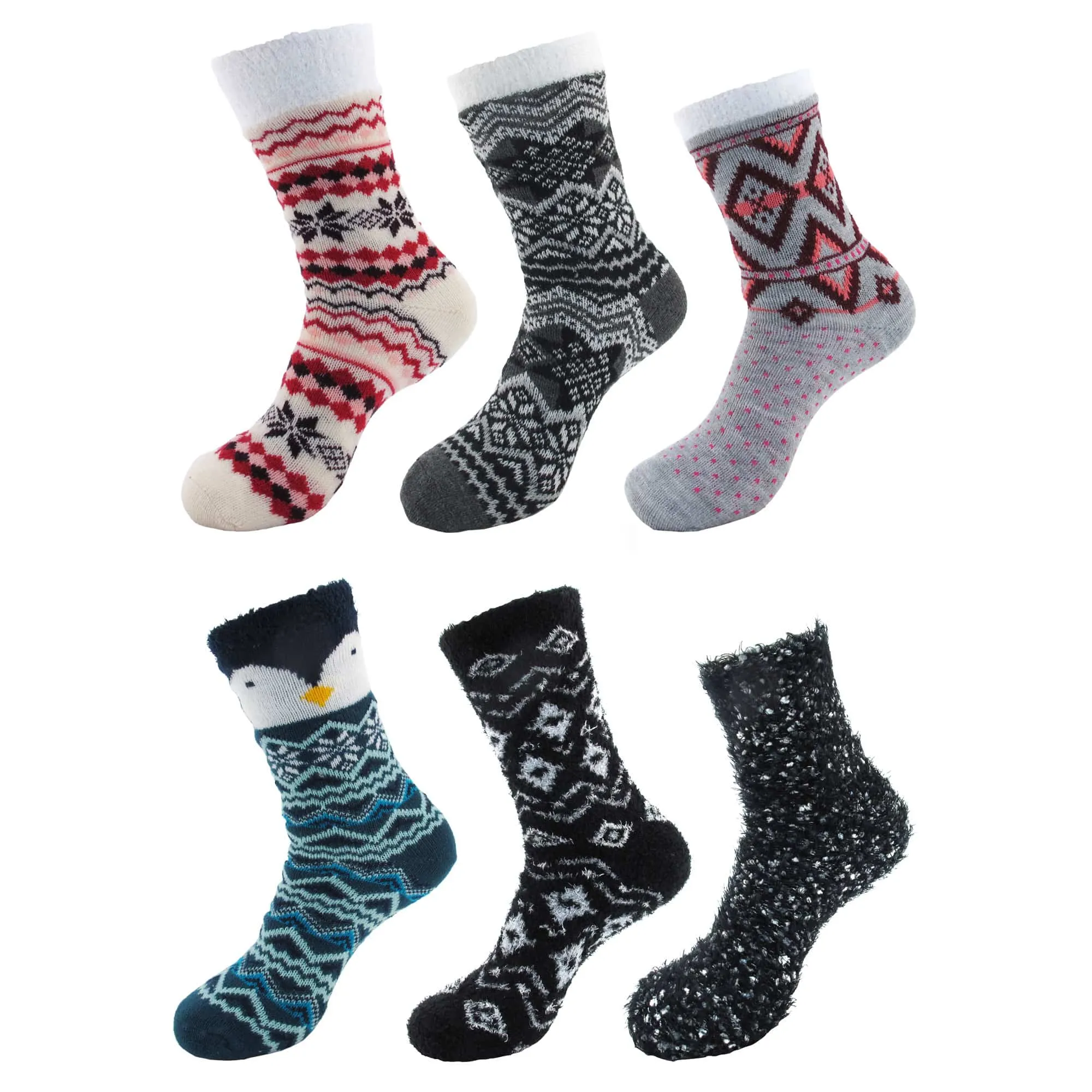 Women's Mixture of Thick Double Layer and Feather Yarn Super Soft Mid-Calf Home Socks