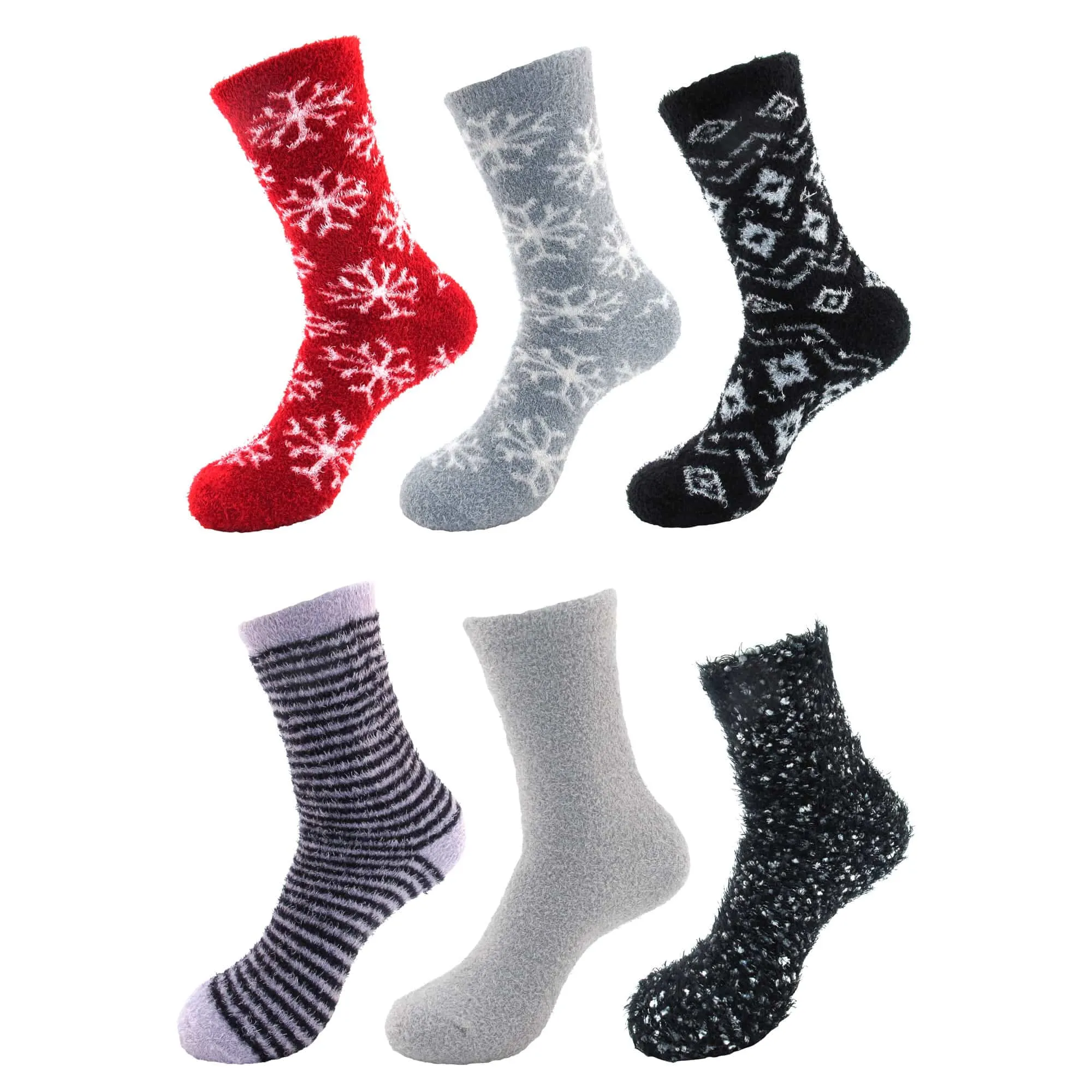 Women's Mixture of Thick Double Layer and Feather Yarn Super Soft Mid-Calf Home Socks