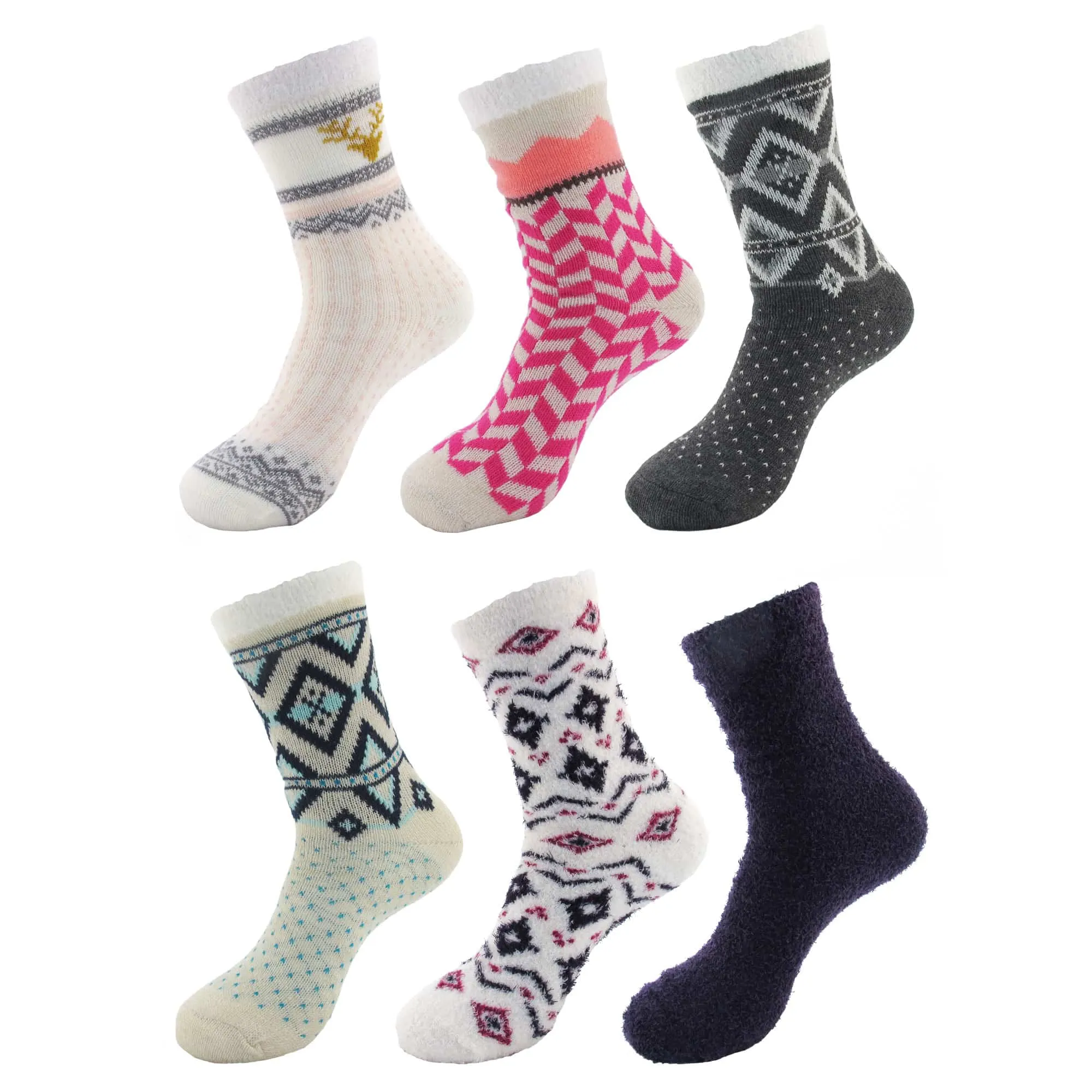 Women's Mixture of Thick Double Layer and Feather Yarn Super Soft Mid-Calf Home Socks