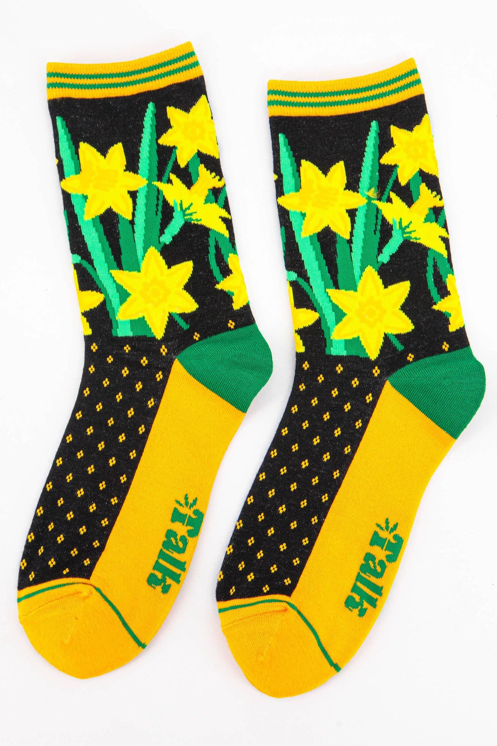 Women's Welsh Daffodil Floral Print Bamboo Socks